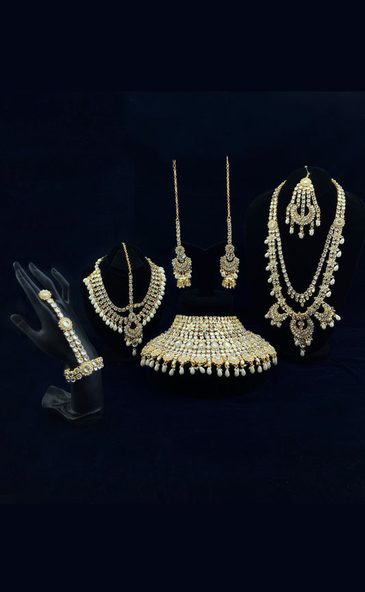 Kundan & Pearl Stone Golden Bridal Set JN-2131