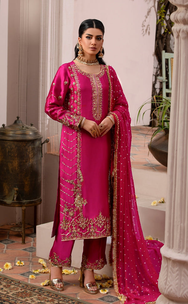 Bright Pink Long Shirt Fayra Collection GZW-469