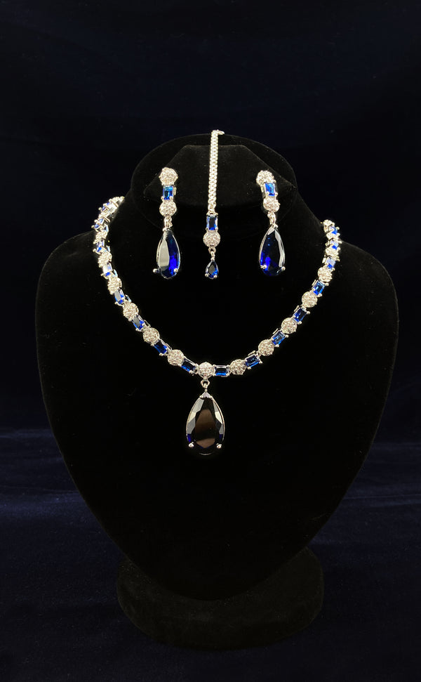 Navy Blue Diamond Stone Necklace JN-2190