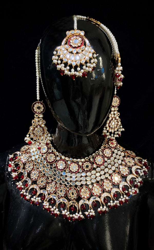 Mehroon Kundan Bridal Set JN-2091