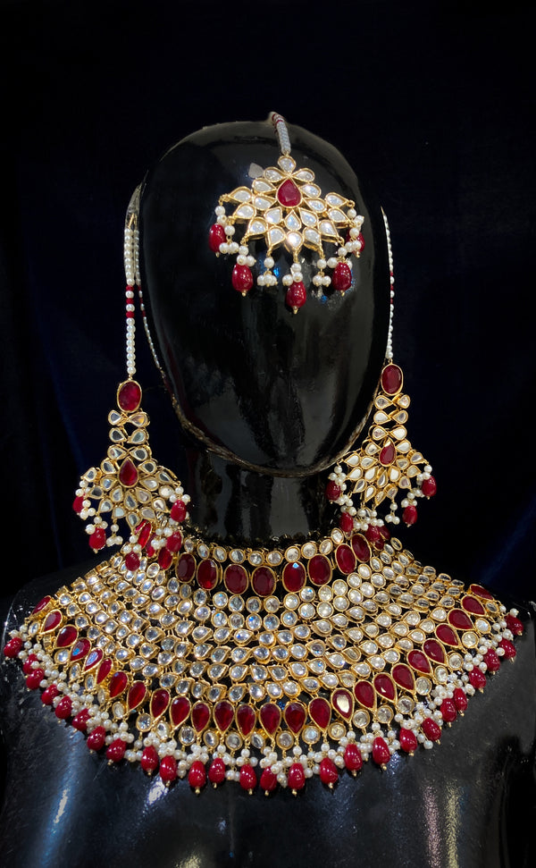 Mehroon Kundan Bridal Set JN-2097