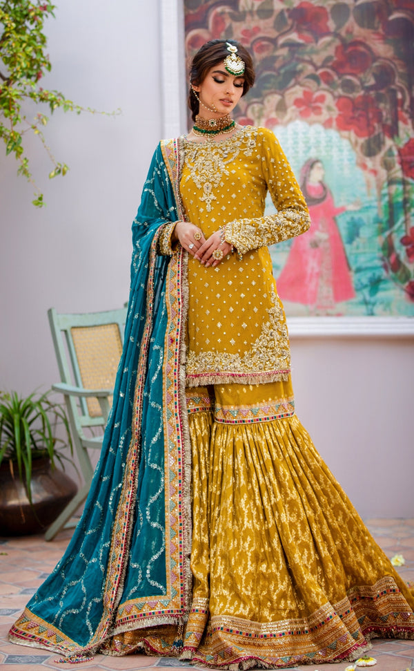 Mehndi Trail Gharara  Fayra Collection GZW-468