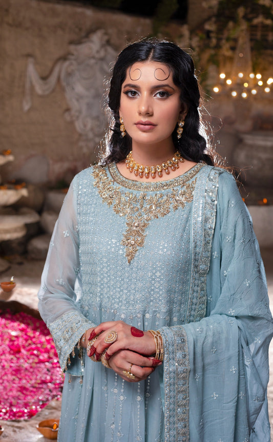 Powder Blue Frock Man-Mayal By Shujat GZW-2081