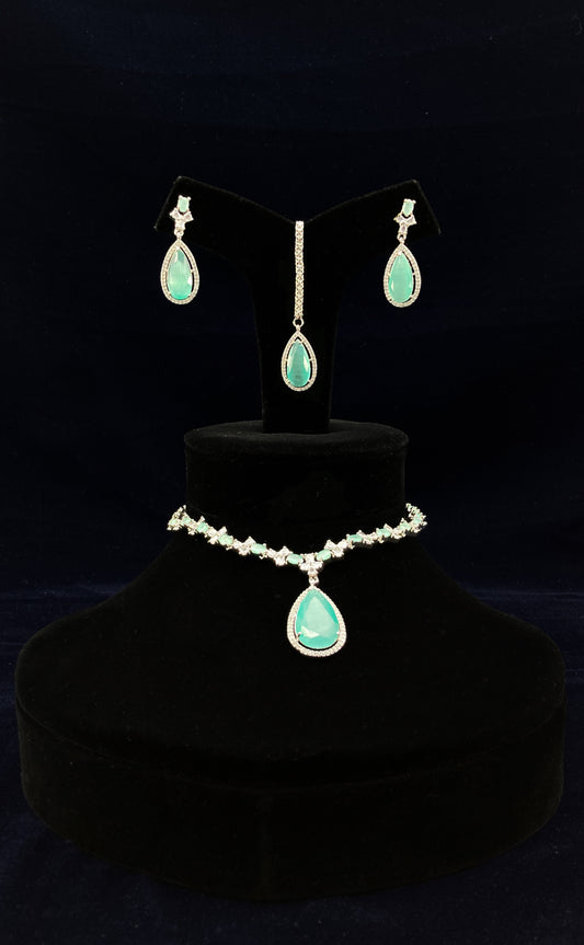 Ice Blue Diamond Stone Necklace JN-2189