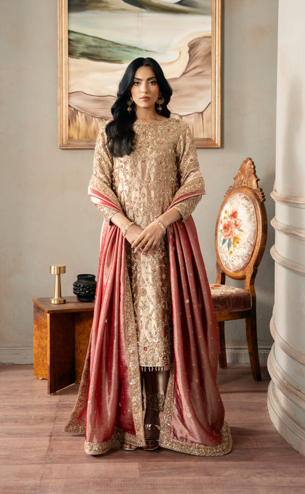 green emerald velvet dress Gold Maxi Dress | Imrozia Serena Mehram Brides 23 | SB-16 main image 0