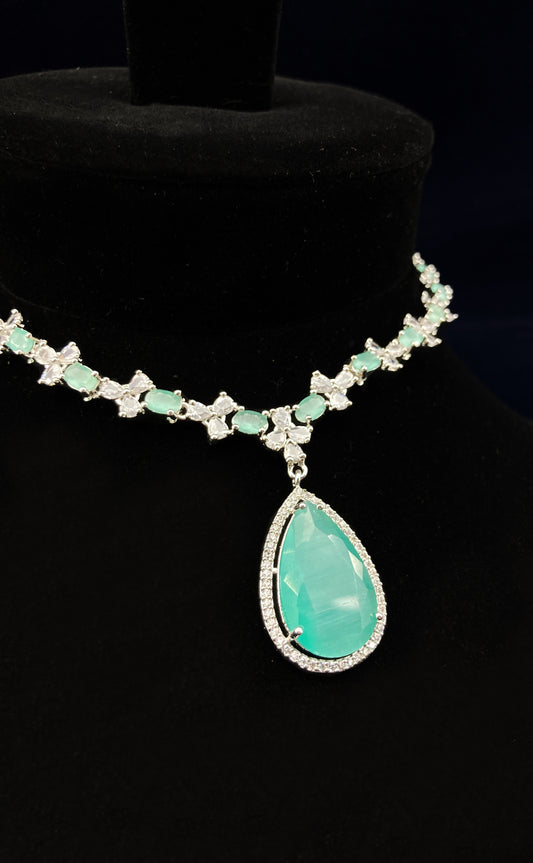 Ice Blue Diamond Stone Necklace JN-2189