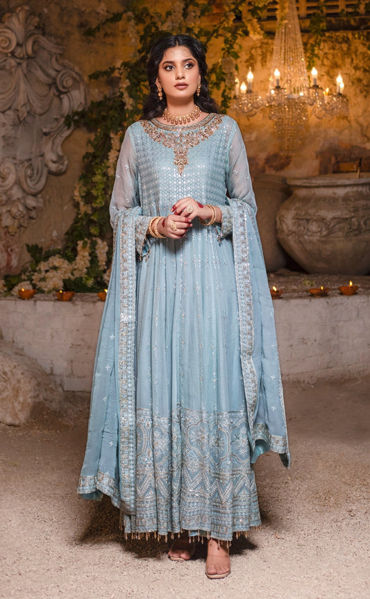 Powder Blue Frock Man-Mayal By Shujat GZW-2081