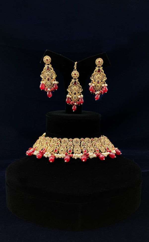 Red & Golden Necklace Set JN-2191