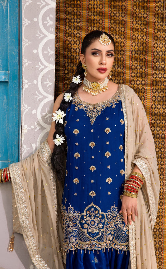 Navy blue chiffon shirt Ahl-E-Dil By Shujat GZW-2328