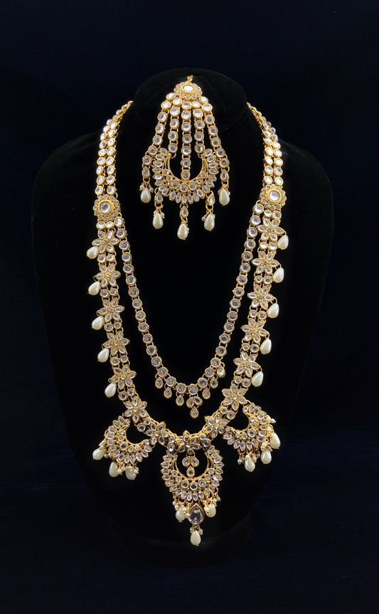 Kundan & Pearl Stone Golden Bridal Set JN-2131