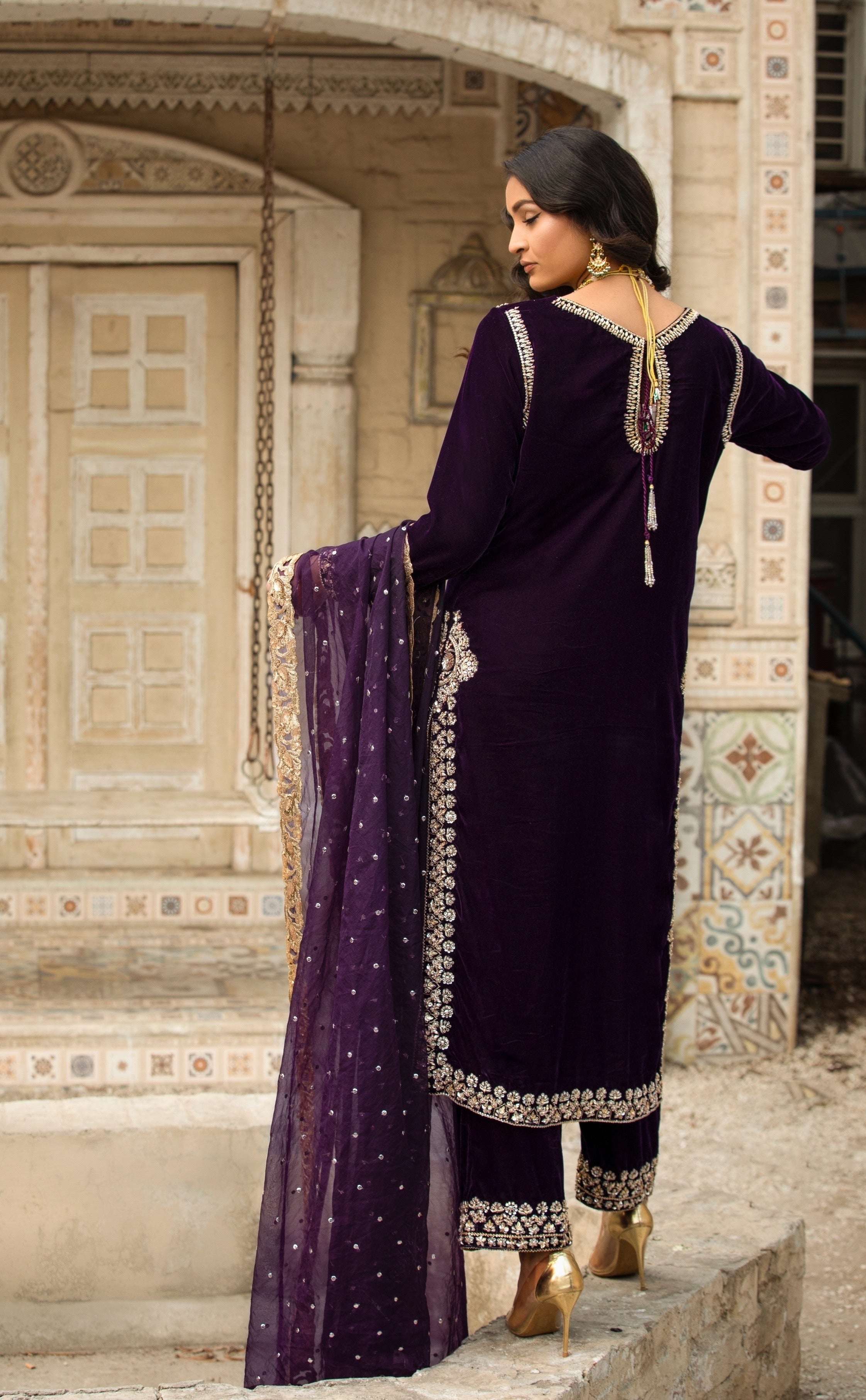 Purple velvet suit 3 piece -Inara By Shujat GZ#