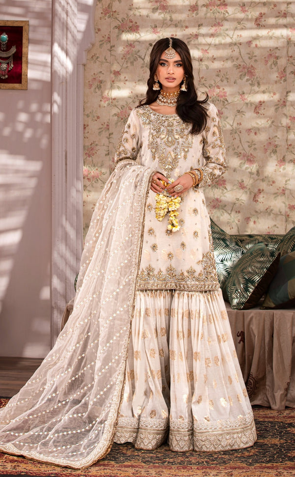 Ivory Gharara set Fayra Collection GZW-467