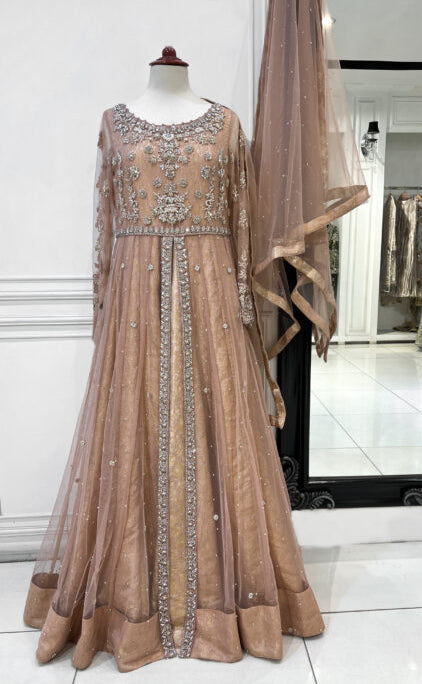 Wedding wear Goldenzari by shujat Nude pink GZW-433